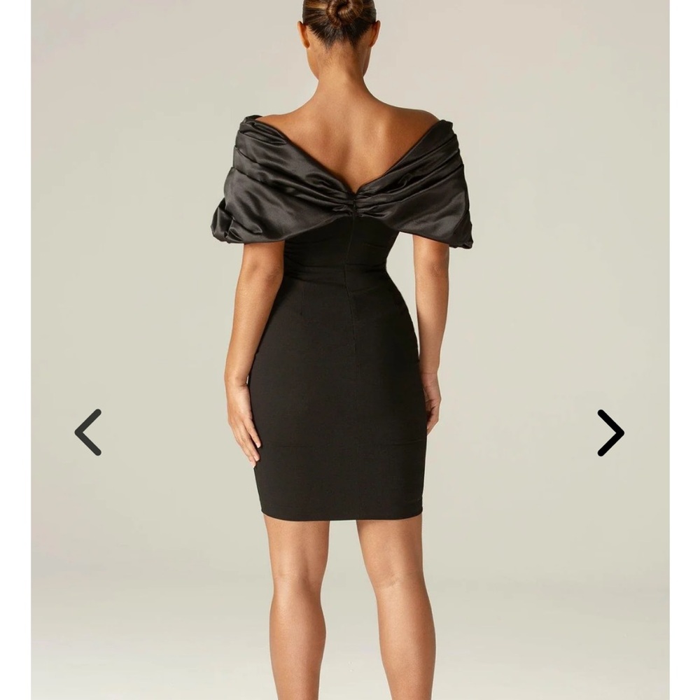 MARIBEL CREPE RUFFLE SHOULDER MINI
DRESS (BLACK) - Picture 2 of 6